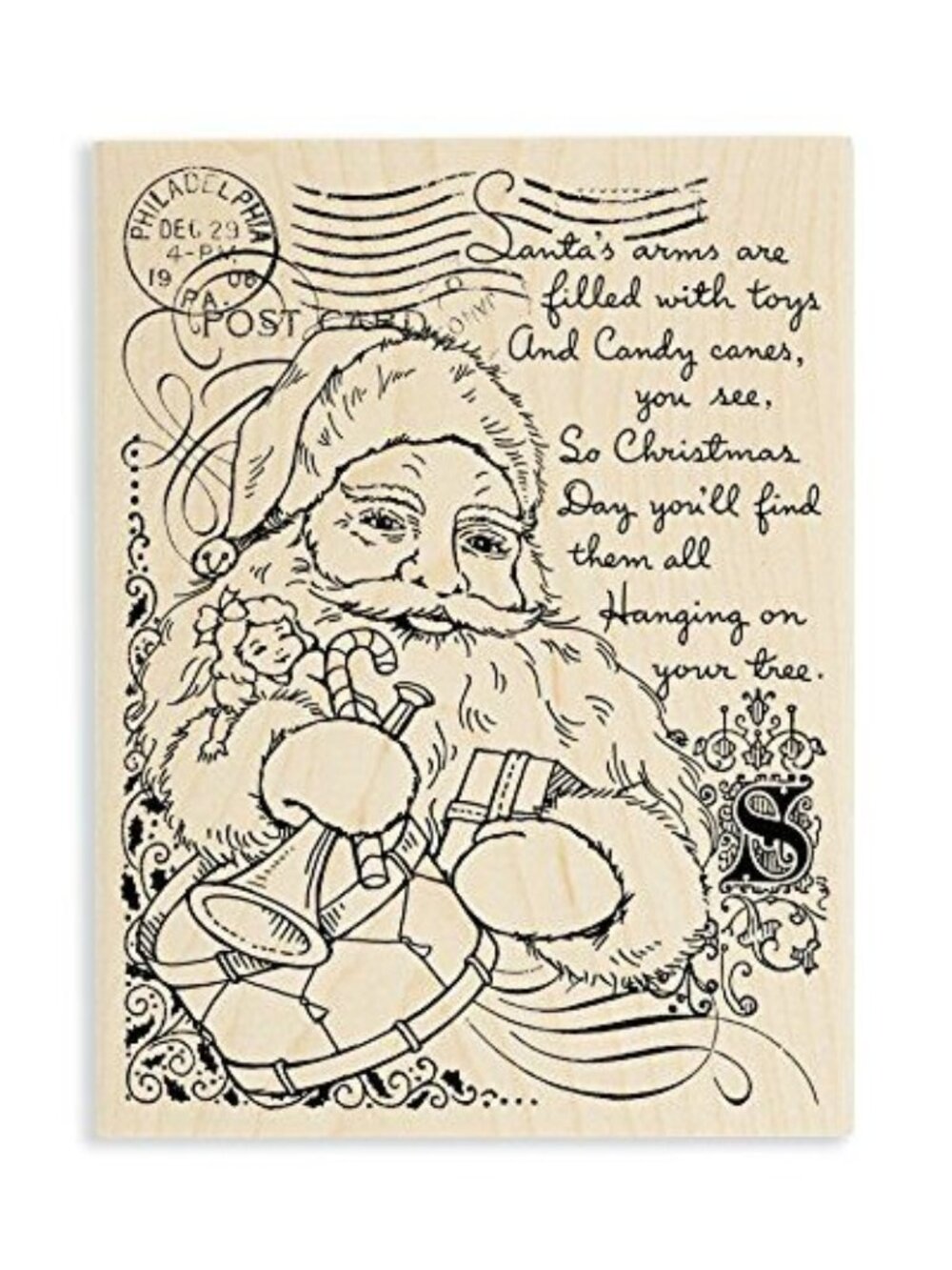 Santa Christmas Rubber Stamp By Stampendous 2014 Wood Mount Cards & Scrapbooking